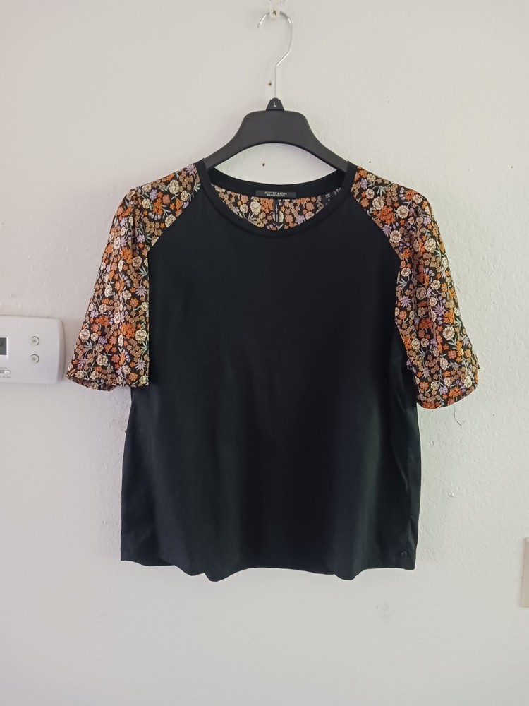 Scotch & Soda Floral Sleeve Cotton Top Size L