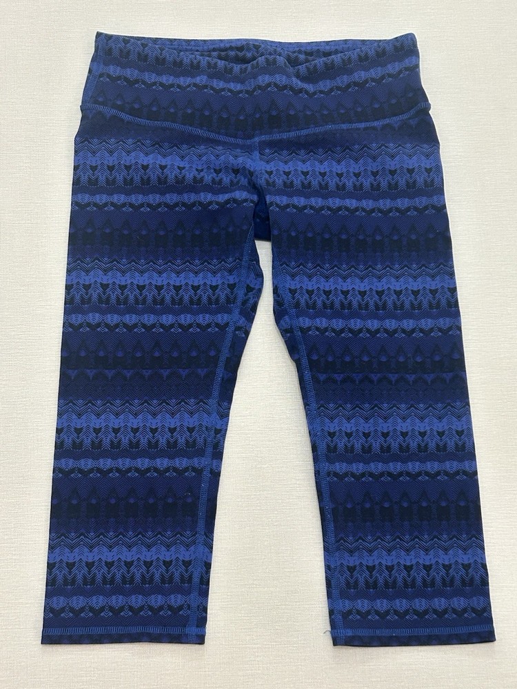 Alo Yoga Capri Leggings Womens Small Blue Capri Crop Geometric Stretch Gym
