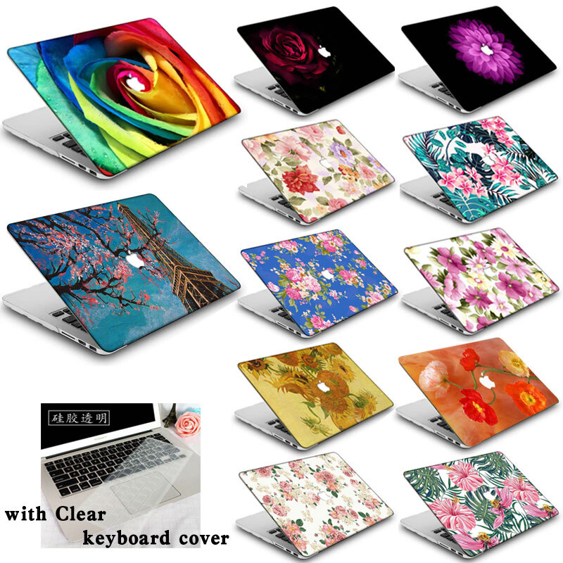 MacBook M4 Pro 14/16 M3 Air 13/15/11/12 Inch Flower Hard Case with Keyboard Cover