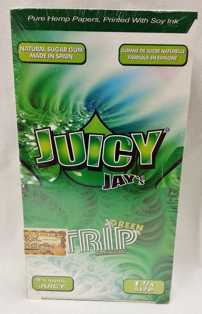 2 Boxes Juicy Jay 1 1/4 Green Trip Flavor 48 Packs Free Shipping