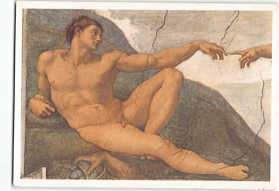 Postcard Creation of Adam by Michelangelo Sistine Chapel Vatican