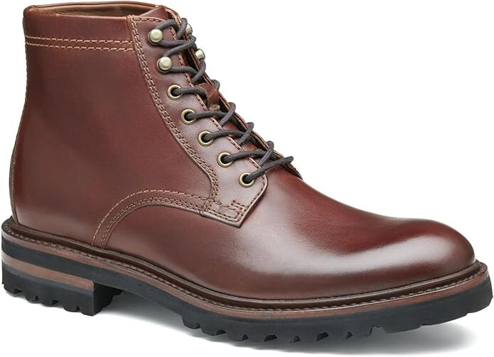 Johnston & Murphy Mens Dudley Plain Toe Lace-Up Dress Boot in Leather