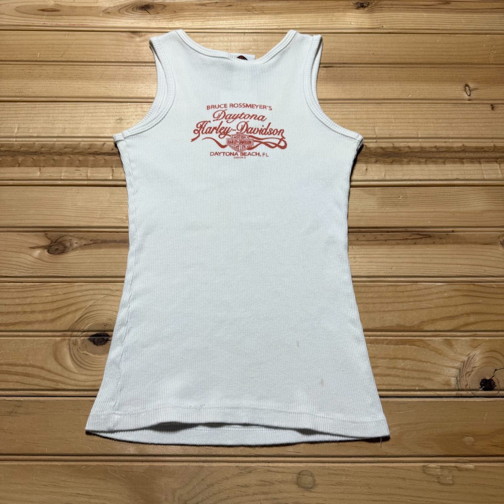 Y2K Harley-Davidson Daytona Beach Florida Glitter Ribbed Tank Top Youth - Small
