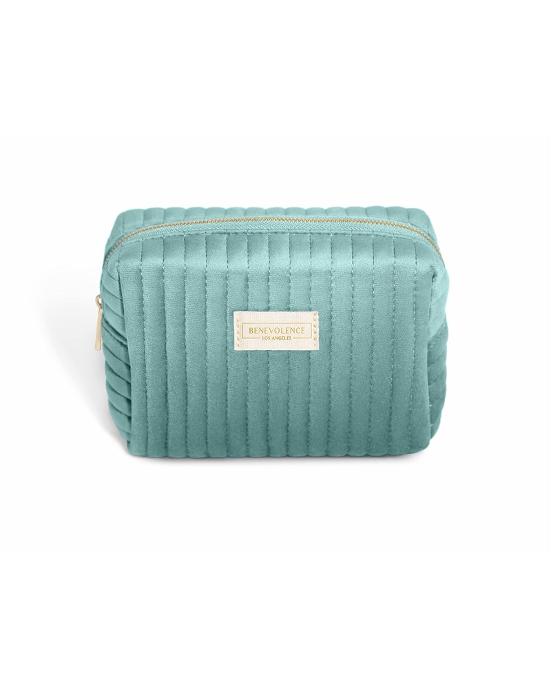 Velvet Travel Toiletry Bag for Women - Compact Makeup & Cosmetic Organizer  