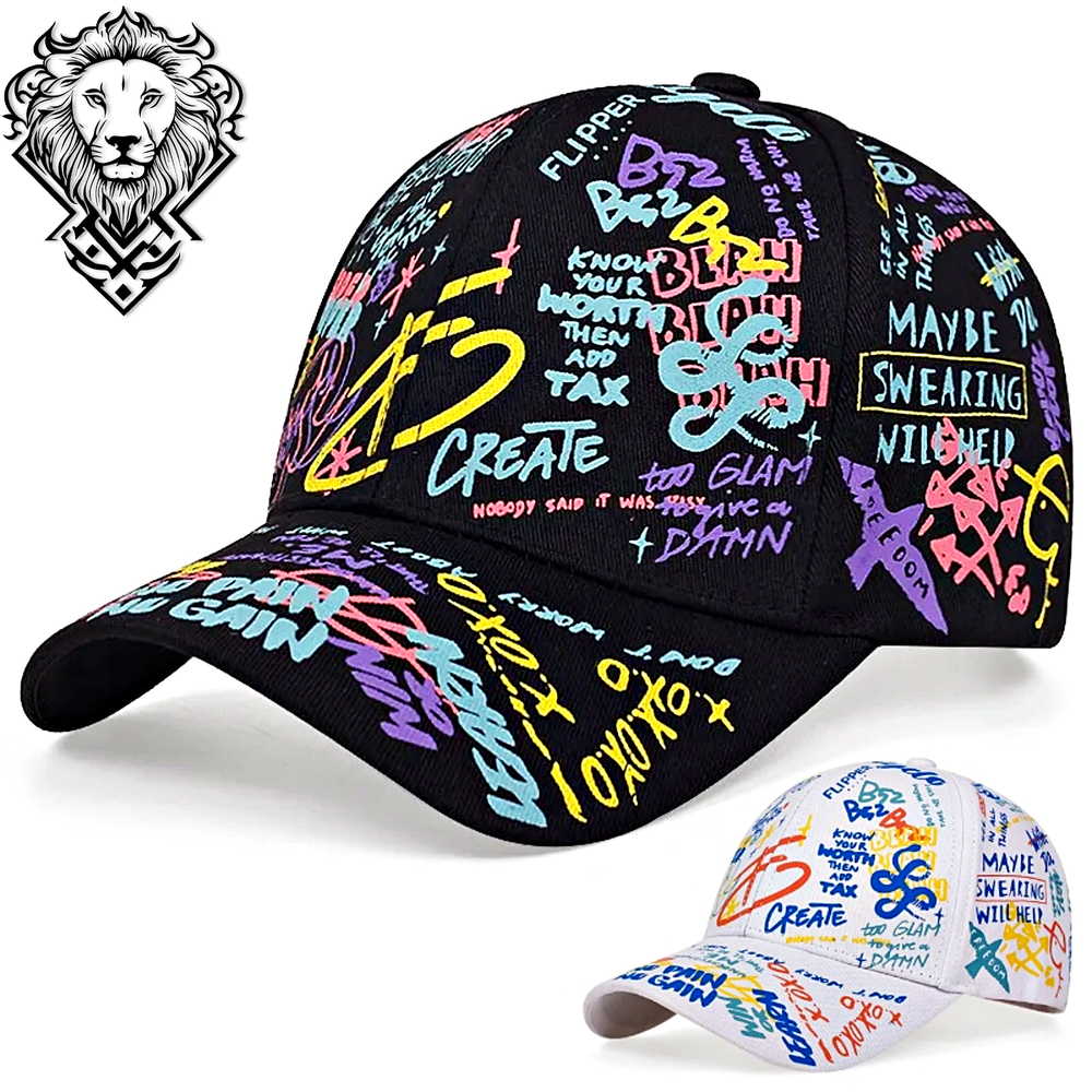 Street Style Abstract Graffiti Print Pattern Adjustable Unisex Baseball Cap Hat-image
