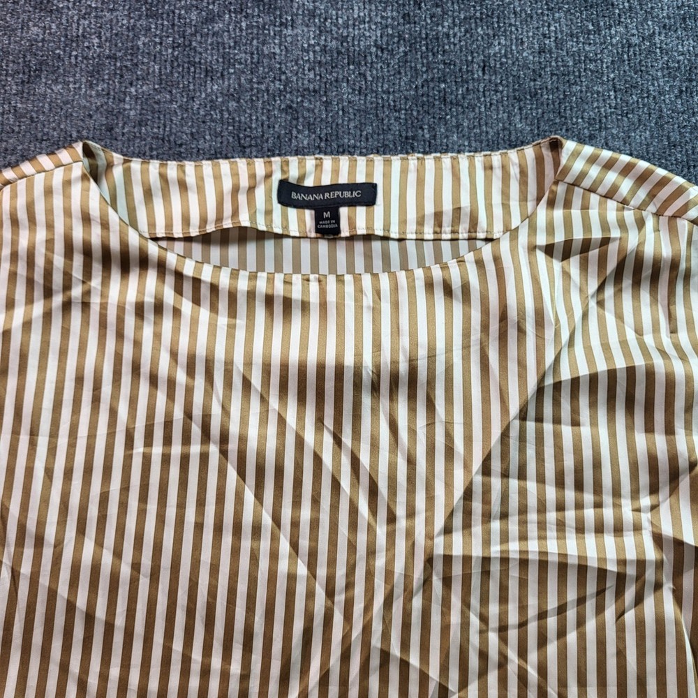 Banana Republic Women's Striped Top Blouse Short Sleeve Size M