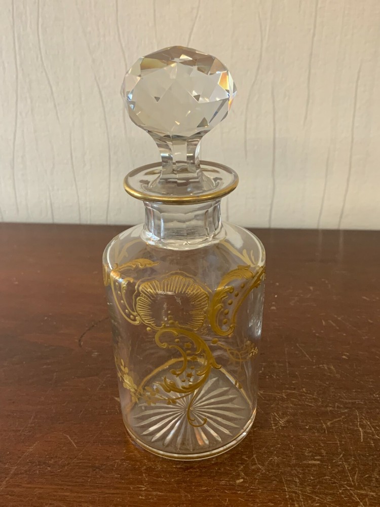 Baccarat Crystal Bottle with Gold Trim H: 19 cm