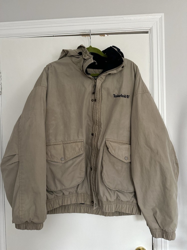 VTG 90s Tan Timberland Sz:XL Weathergear Fleece Lined windbreaker Bomber Jacket