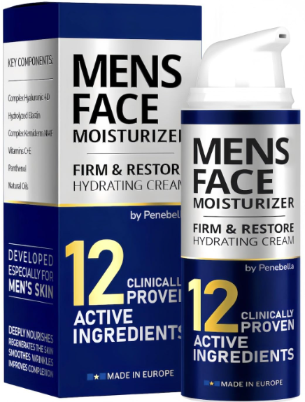Men's 6-in-1 Anti-Aging Face Cream Fights Wrinkles, Dark Spots & Eye Bags 1.7 Oz