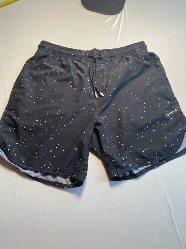 Legends Luka Lined Shorts Mens Large L Black White Paint Splatter Athletic Gym