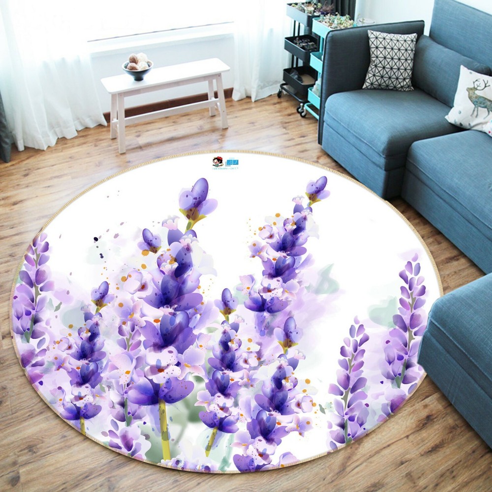 3D Purple Watercolor Flowers NAO5848 Game Rug Mat Elegant Photo Carpet Mat Fay