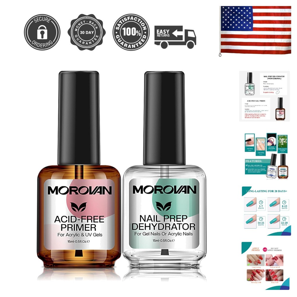 Professional Nail Prep Dehydrator & Acid-Free Primer for Long-Wearing Nails-image