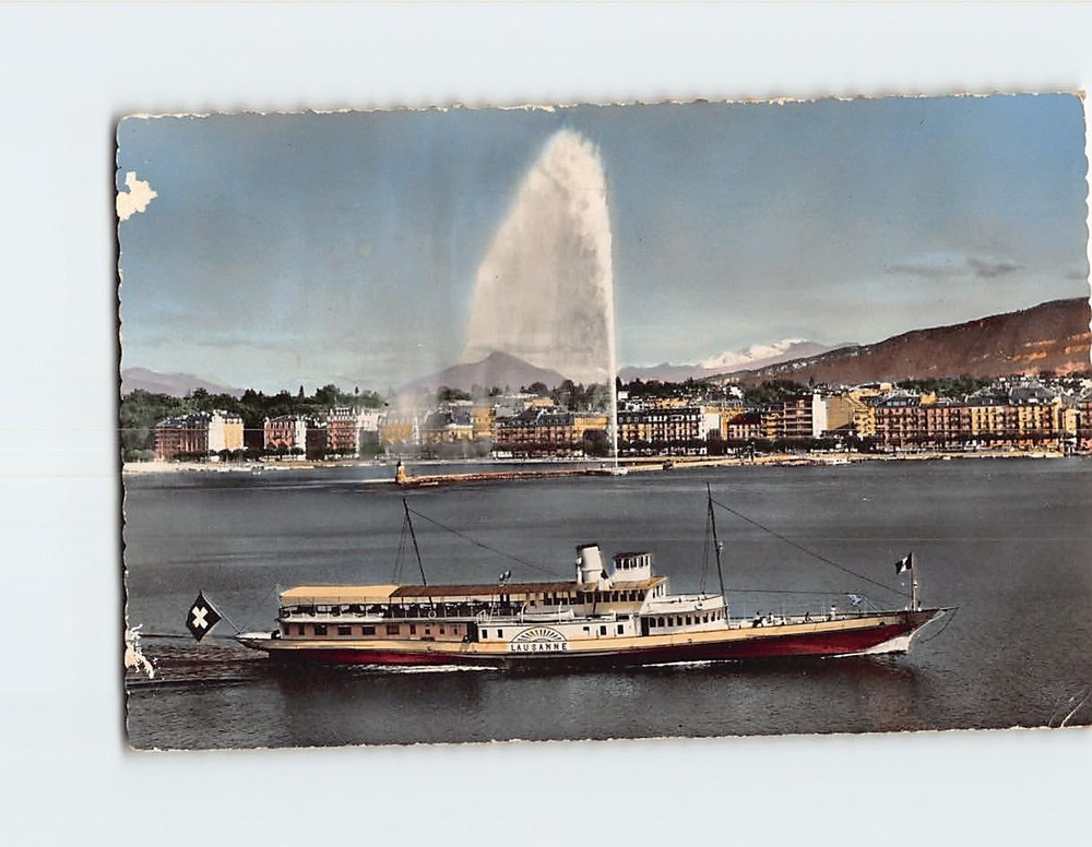 Postcard Le Jet d eau et le Mont Blanc Geneva Switzerland