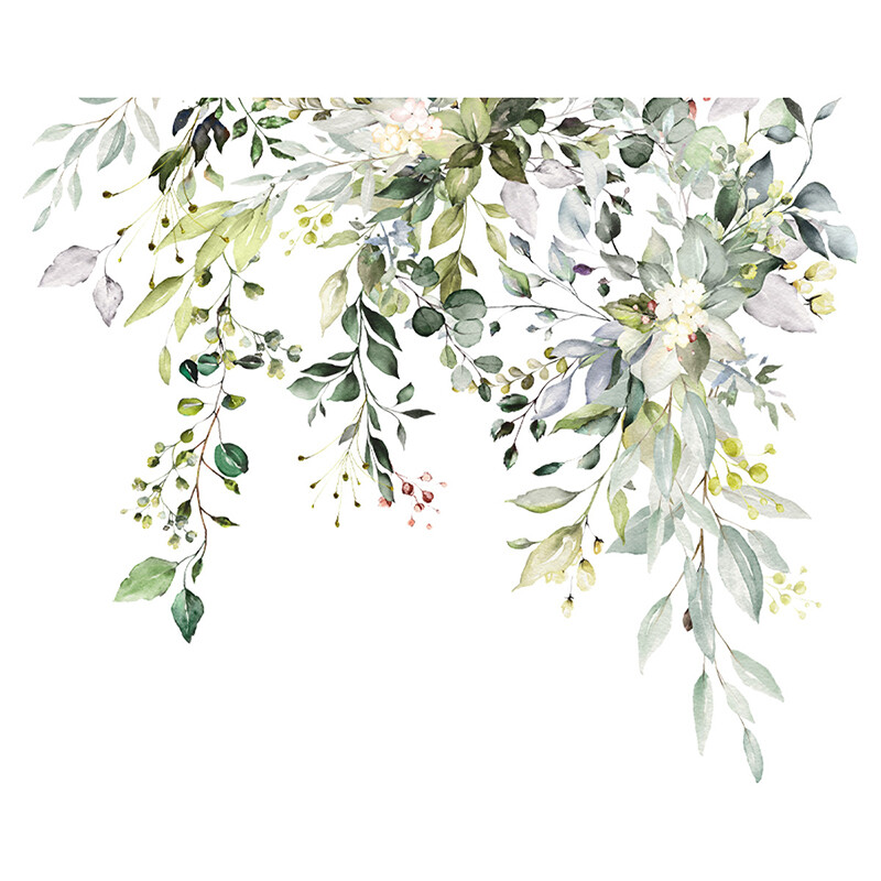 30*25cm Plant Flower Leaf Wall Sticker Bathroom Toilet Decorative Self-adhesive