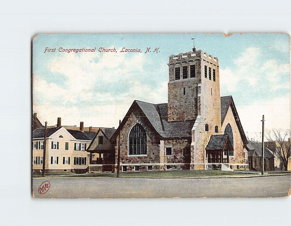 Postcard First Congregational Church Laconia New Hampshire USA