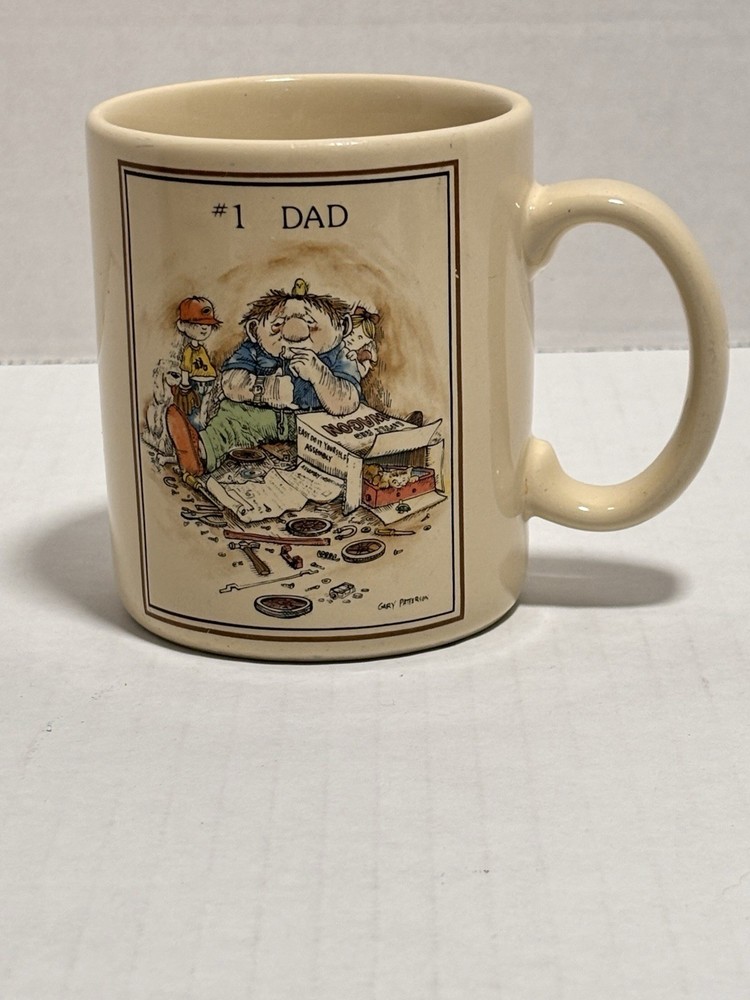 Vintage #1 DAD Ceramic Coffee Mug Cup Gary Patterson Thought Factory Papel Japan