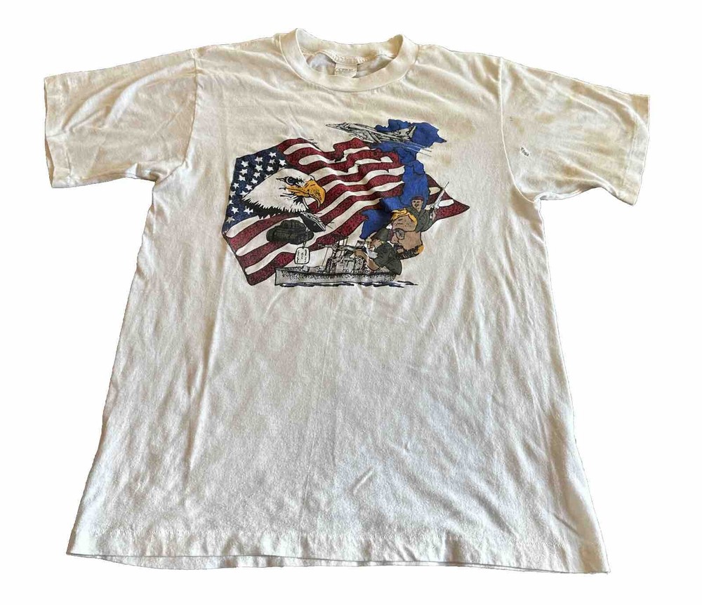 Wohk 1380 Vietnam Memorial 1989 T-shirt Eagle Graphic Fits Small Size L