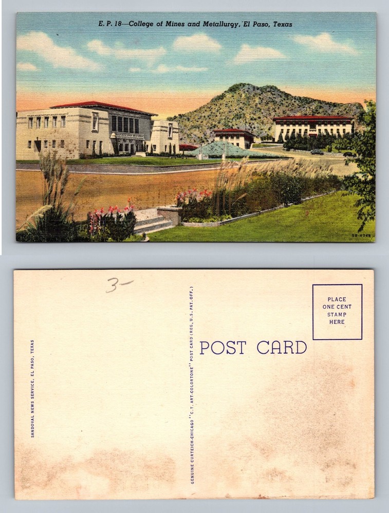 El Paso, TX-Texas, College of Mines Metallurgy Campus View Old Vintage Postcard