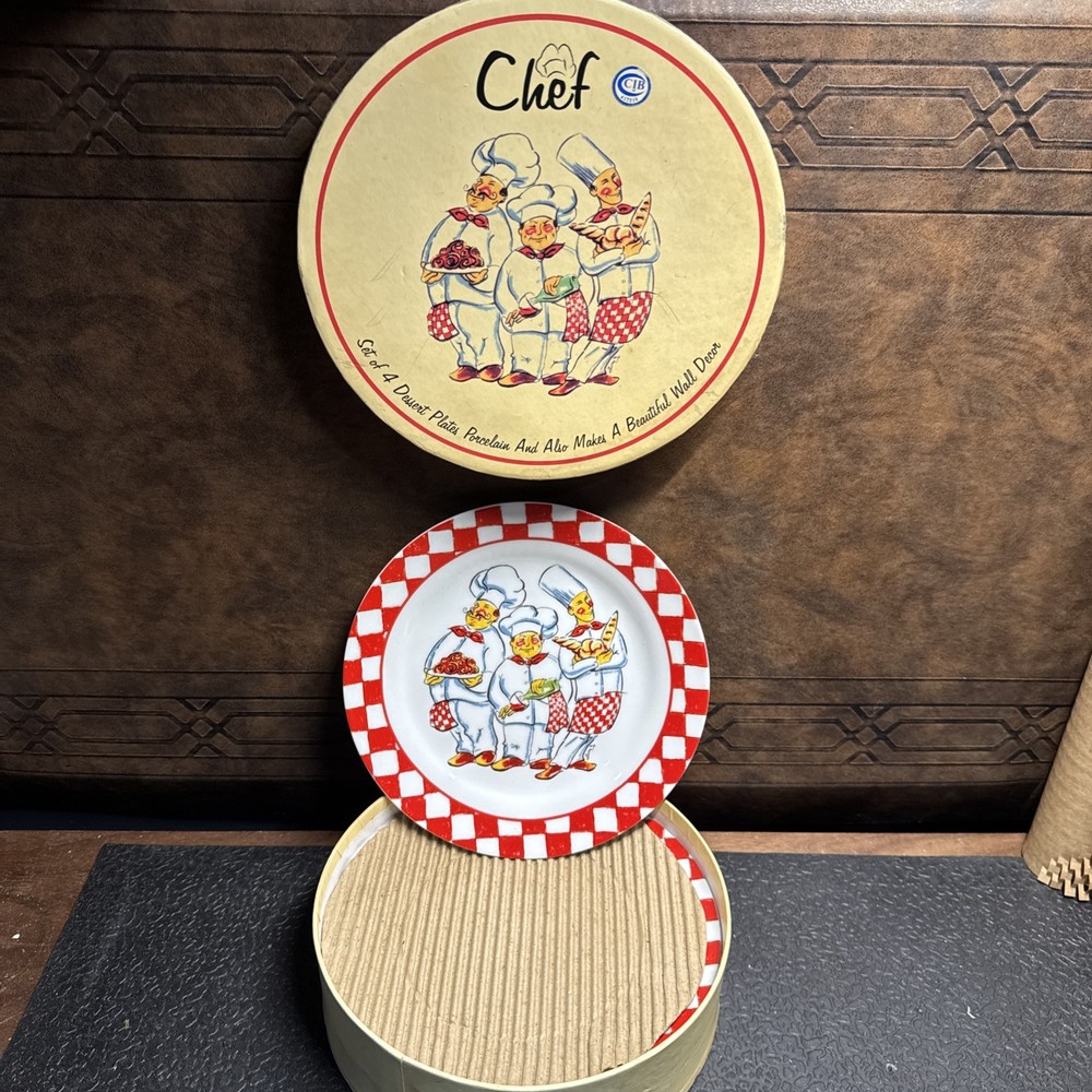Italian Chef Set Of 4 Dessert Plates 7 1/2” W/ Box I.GODINGER&CO