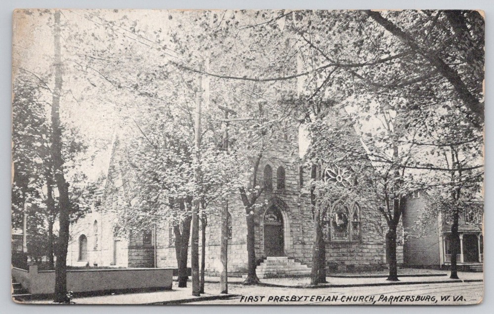 Parkersburg WV First Presbyterian Church 1909 Photo Postcard F. & M