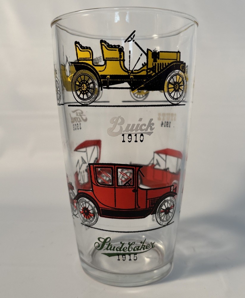 Vintage Hazel Atlas Antique Cars Glass Cocktail Shaker 24oz Tumbler No Lid MCM