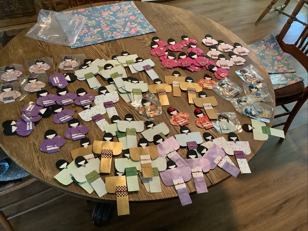 LARGE LOT 92 Handmade Washi Japanese Paper Dolls Origami Shirokiya Japan Kimono