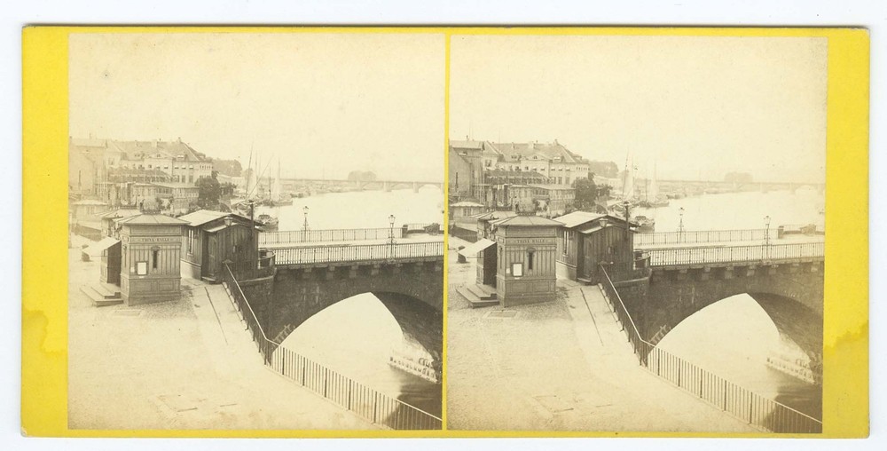 D1567~ GERMANY – Dresden Hotel & Bridges c.1860s Stereoview