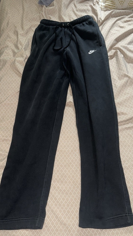 Nike Black Fleece Sweatpants Unisex Adults S Straight Leg Pockets Drawstring