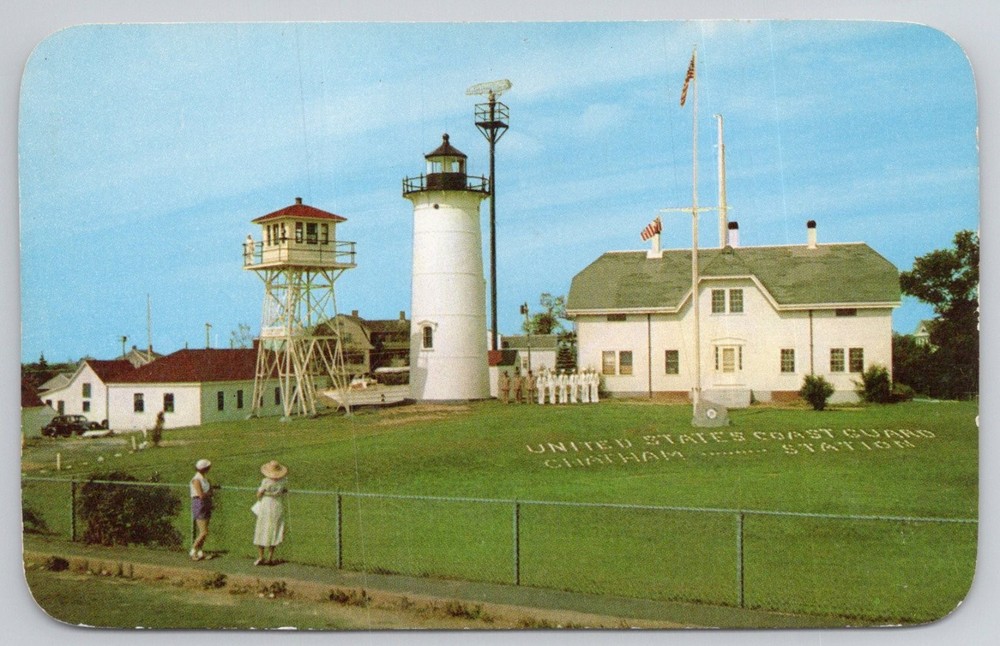 Chatham Lighthouse & Coast Guard Station Cape Cod MA Postcard 1950s Chrome