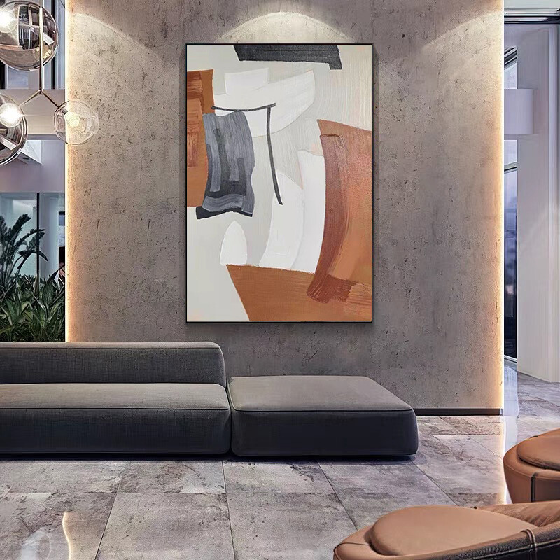 Handpainted Oil painting Orange Abstract Modern Simple Living Room Decorative