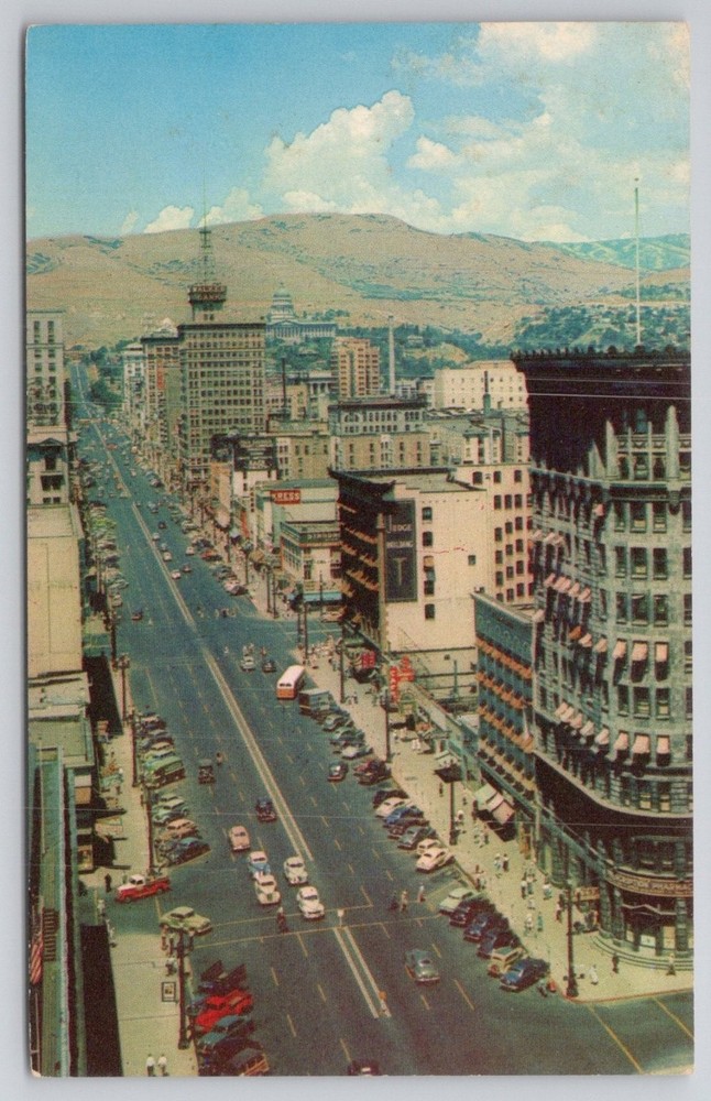 Main Street Salt Lake City UT Vintage Postcard Curteichcolor Chrome
