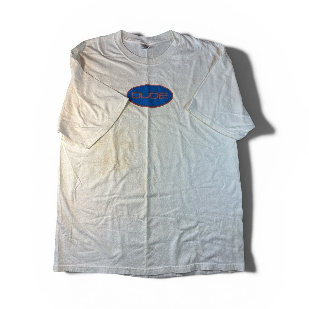 Hanes Beefy-T Graphic T-Shirt Men's XL White Dell Dude 2002 Vintage