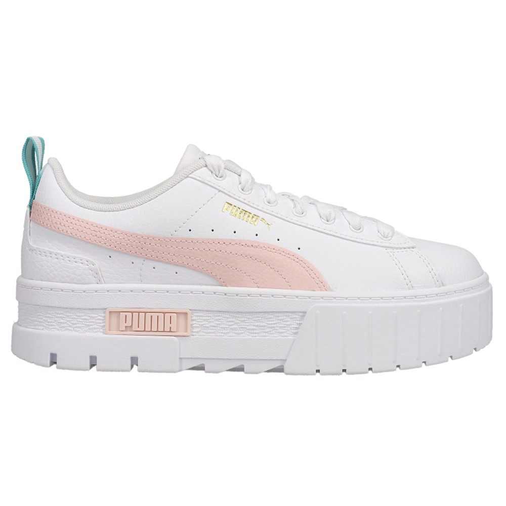 PUMA Mayze Leather Platform  Womens White Sneakers Casual Shoes 384527-03