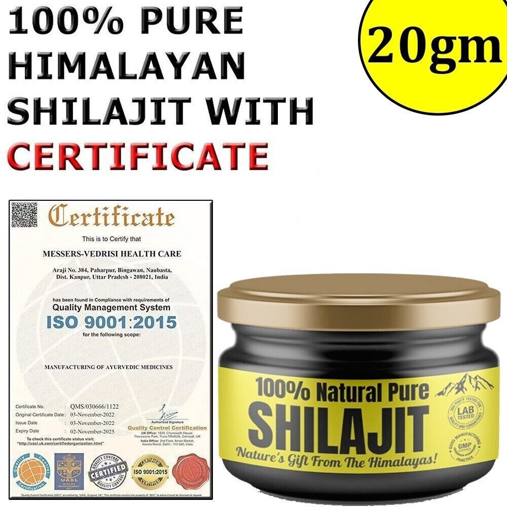 Pure Himalayan Shilajit Soft Resin 20g Lab Certified High Potency Fulvic Acid