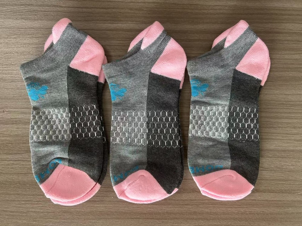 3 Pair Bombas Tri-Block Marl Ankle Sock one Size grey