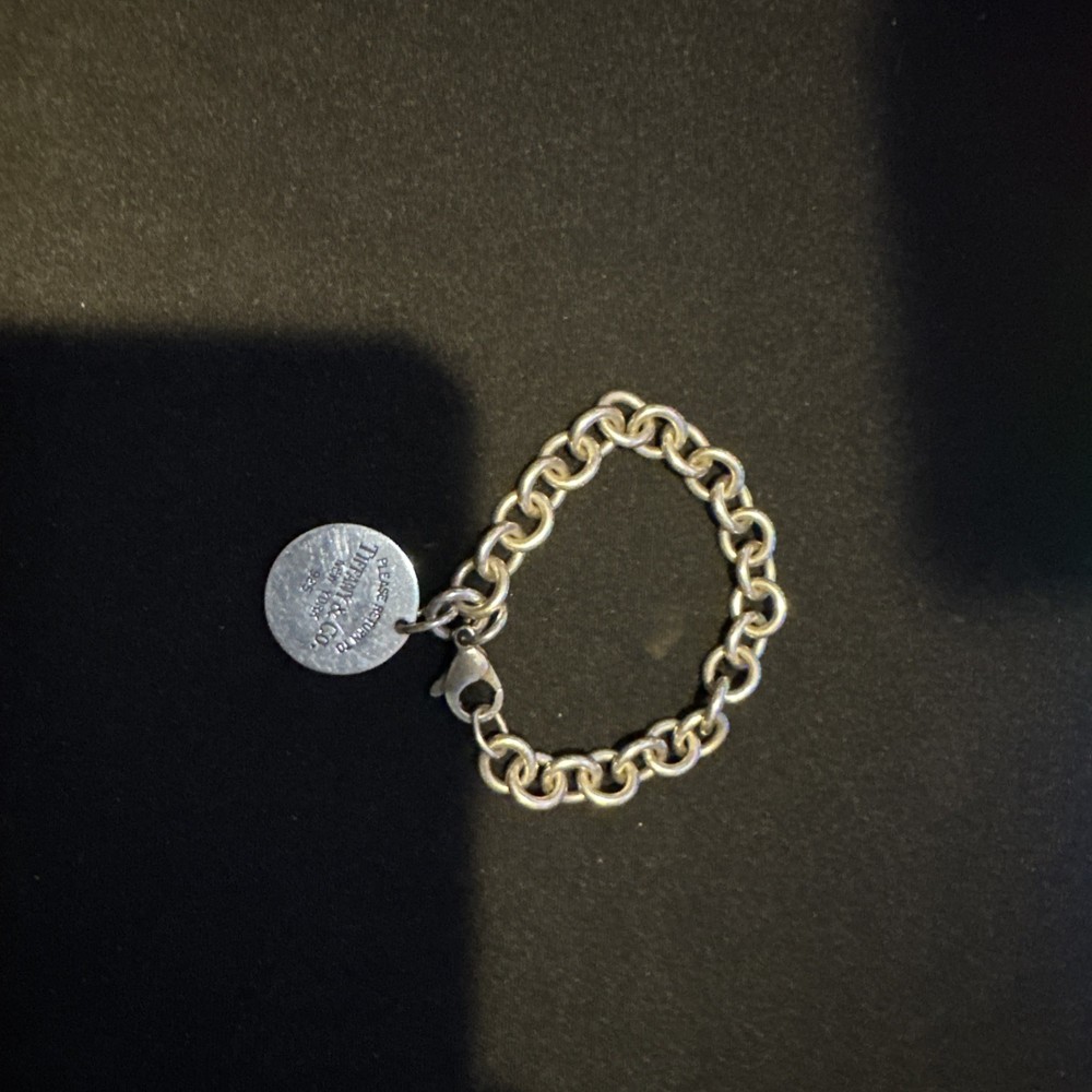 Tiffany & Co. Return To Round Tag 925  Sterling Silver Chain 7 1/4” Bracelet K46