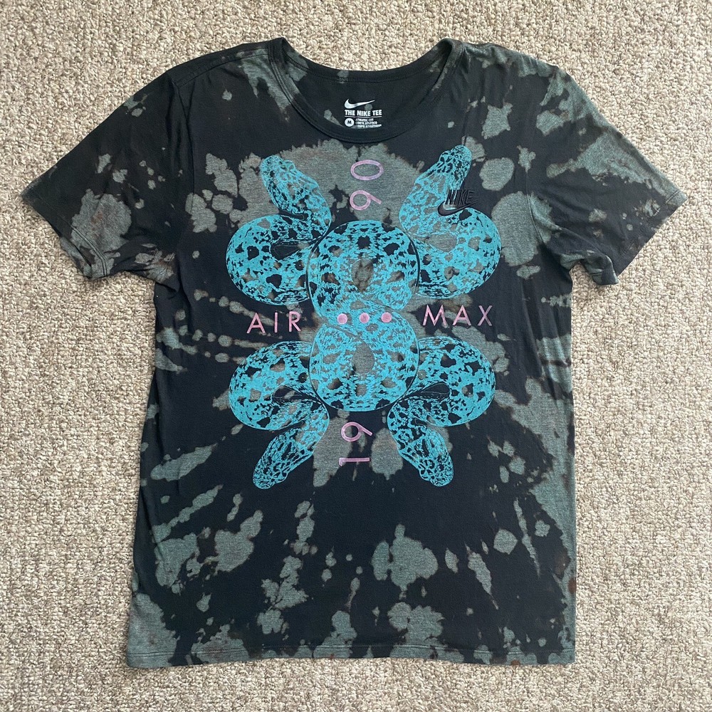 Nike Air Max Mamba T Shirt Mens Medium Black Custom Bleached Short Sleeve Snake