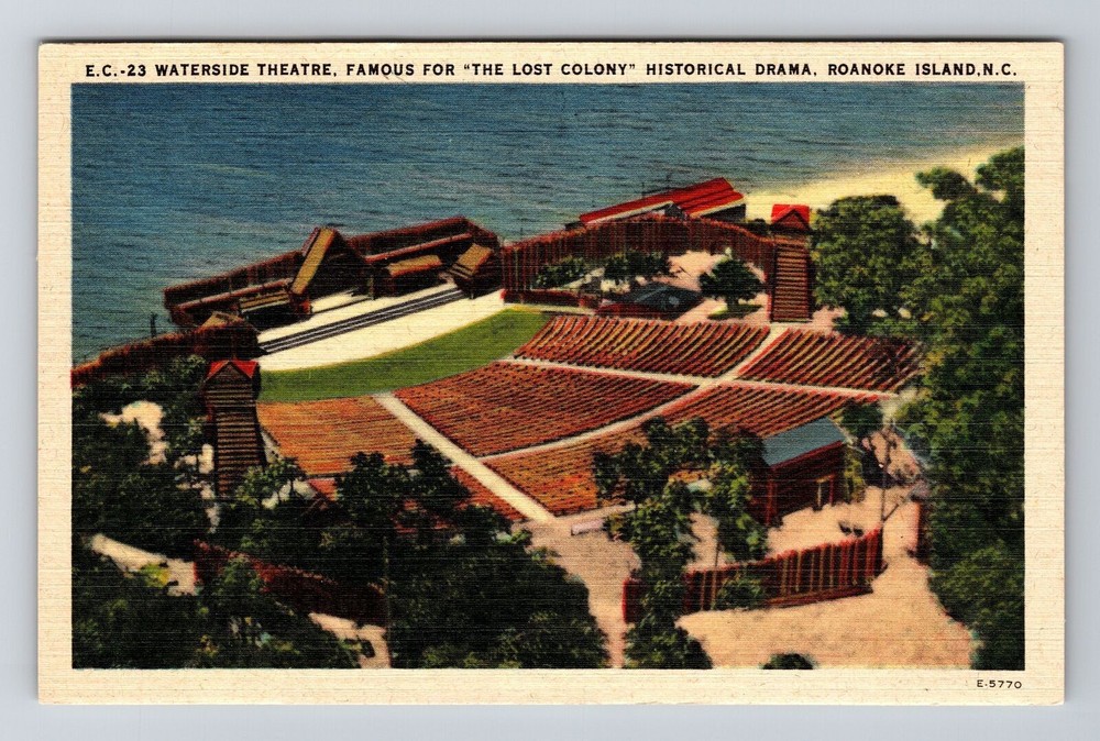 Roanoke Island NC-North Carolina Waterside Theatre Aerial View Vintage Postcard
