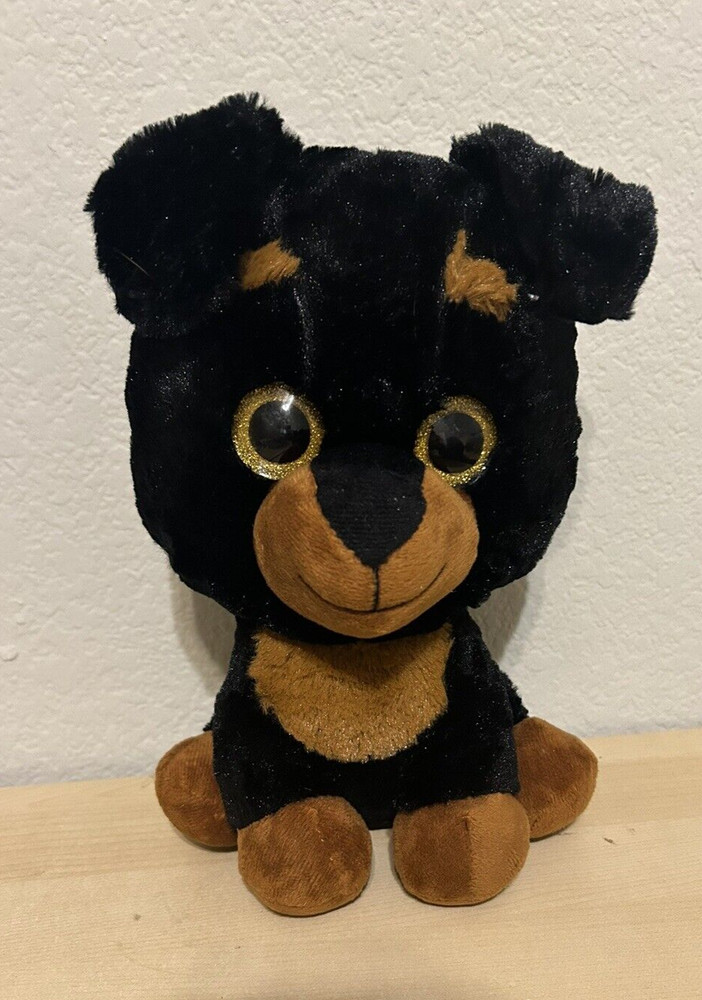 Peek-a-Boo Toys Rottweiler Plush Dog Big Glitter Eyes Stuffed Animal 12