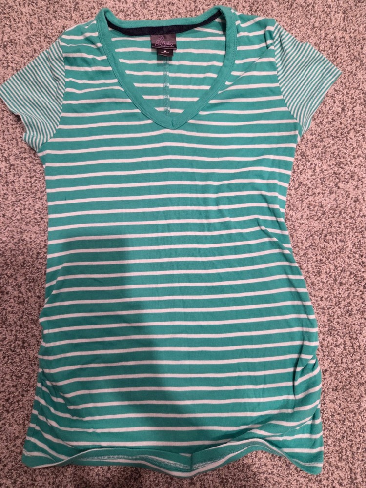 oh baby by motherhood green striped maternity shirt size medium