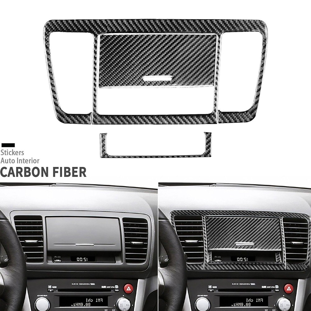 3Pcs Carbon Fiber Center Console Panel Cover For Subaru Legacy Outback 2005-2009