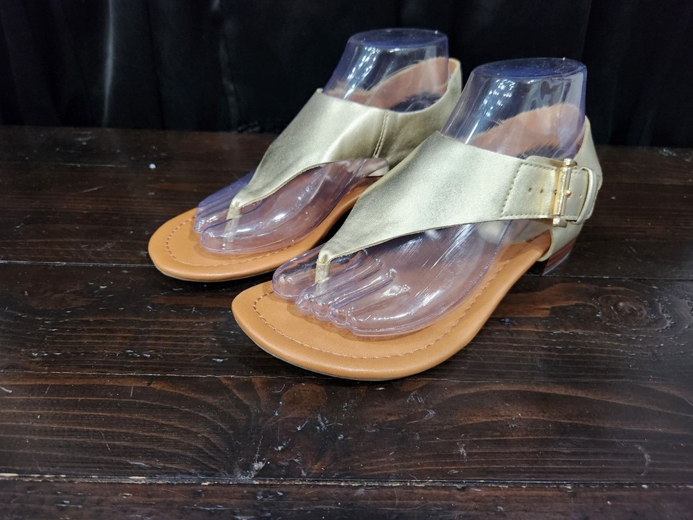Tommy Hilfiger Kitty 2 Gold Thong Sandals Size 7.5M Excellent Condition