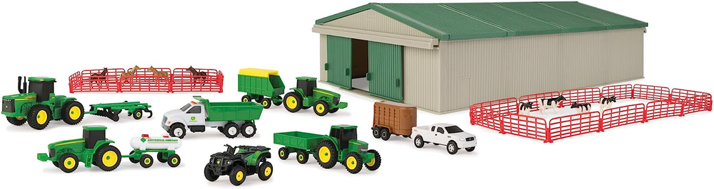 John Deere Die-Cast Farm Toys Playset - 1:64 Scale - Includes Farm Animals, Mach