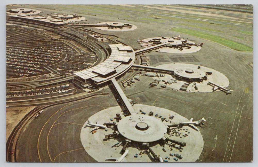 Newark International Airport Aerial View Chrome Postcard NJ 1960s Travel