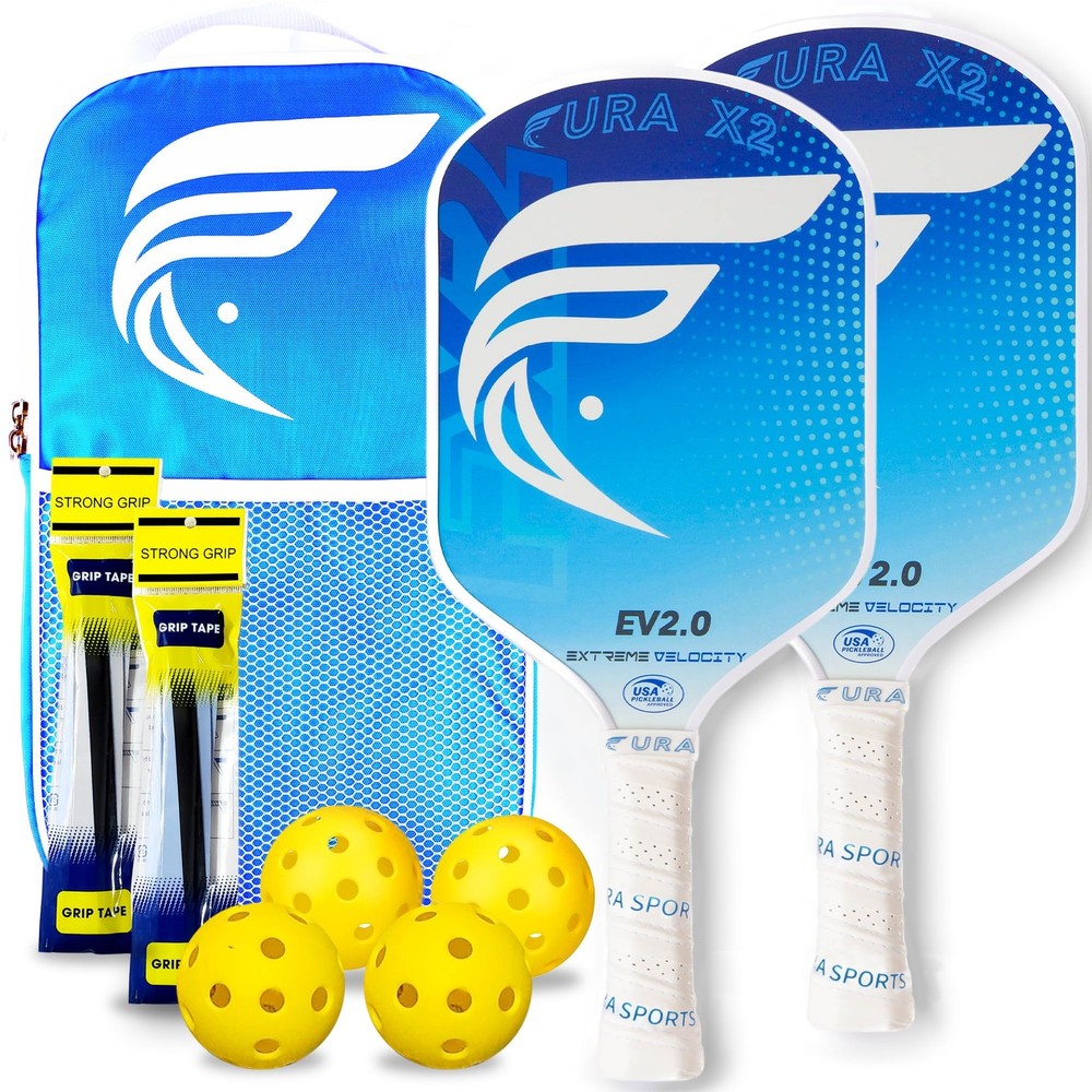 USAPA Approved Graphite Fiberglass Pickleball Paddles Set of 2
