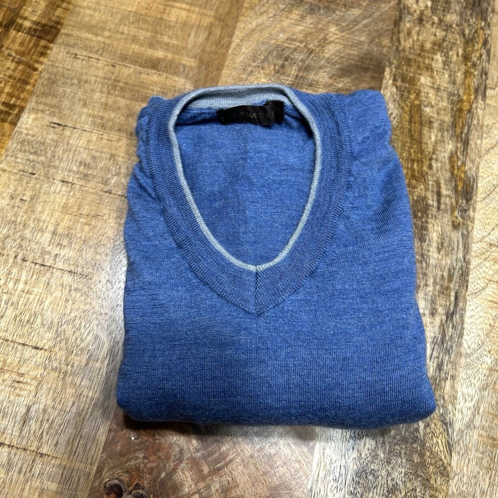 J. Hilburn Wool and Cashmere Blend Sweater Blue Men's Large
