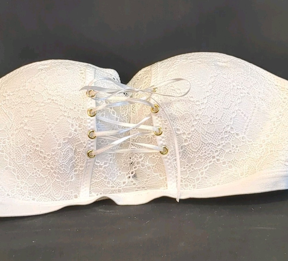 Corset White Lace Strapless Bra 36C