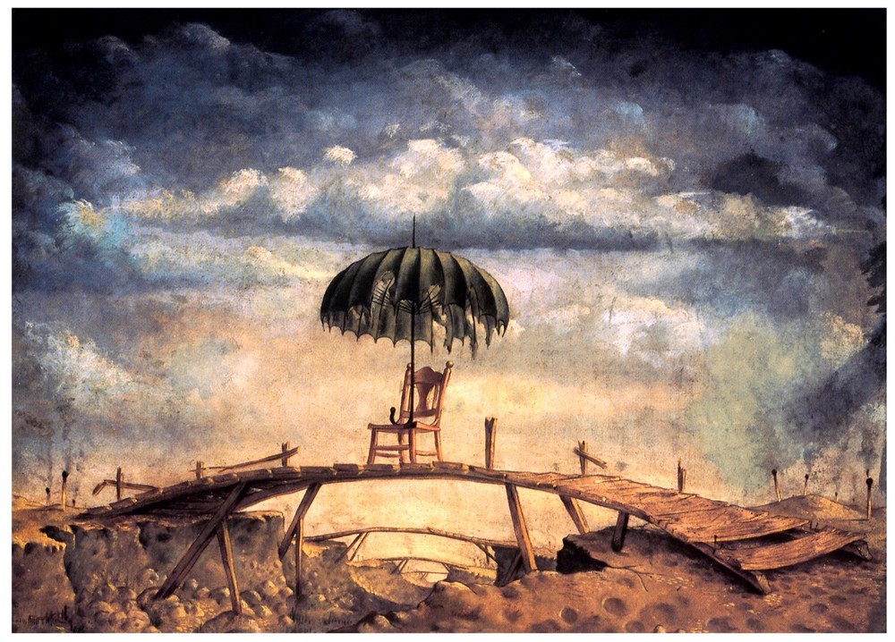 9911 Barren River Umbrella on Chair Bridge Graphic Art for Home Decor Poster