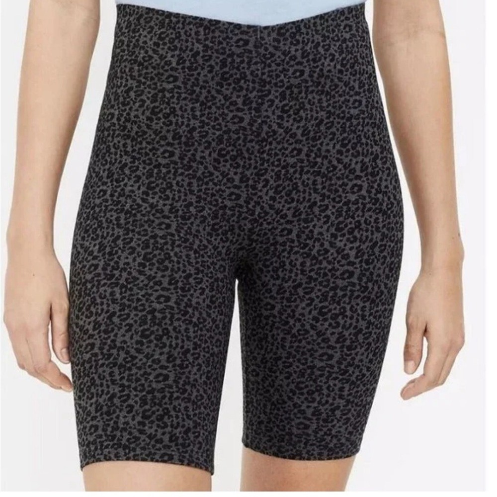 Loft Gray Animal Print Sculpt Biker Shorts, Size Large, Leopard, Cheetah Neutral