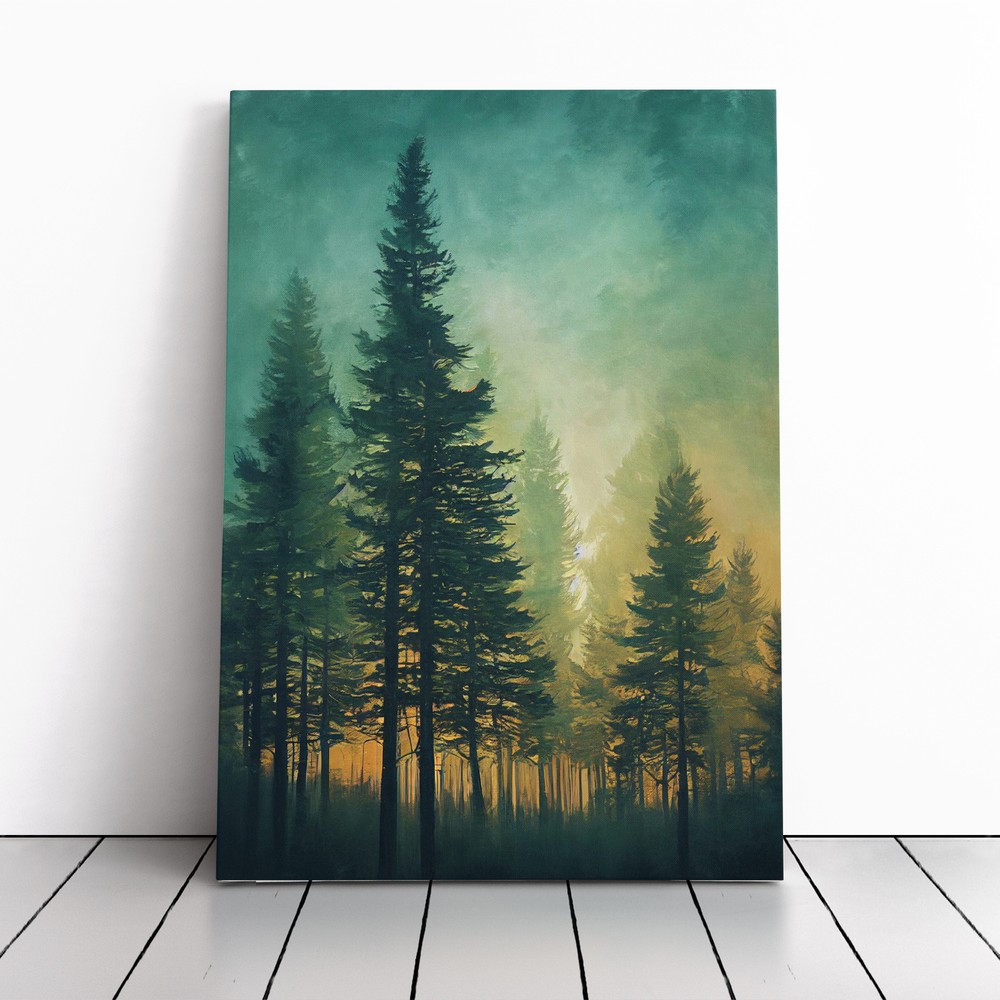 Pine Tree Forest Canvas Wall Art Print Framed Picture Decor Living Room Bedroom
